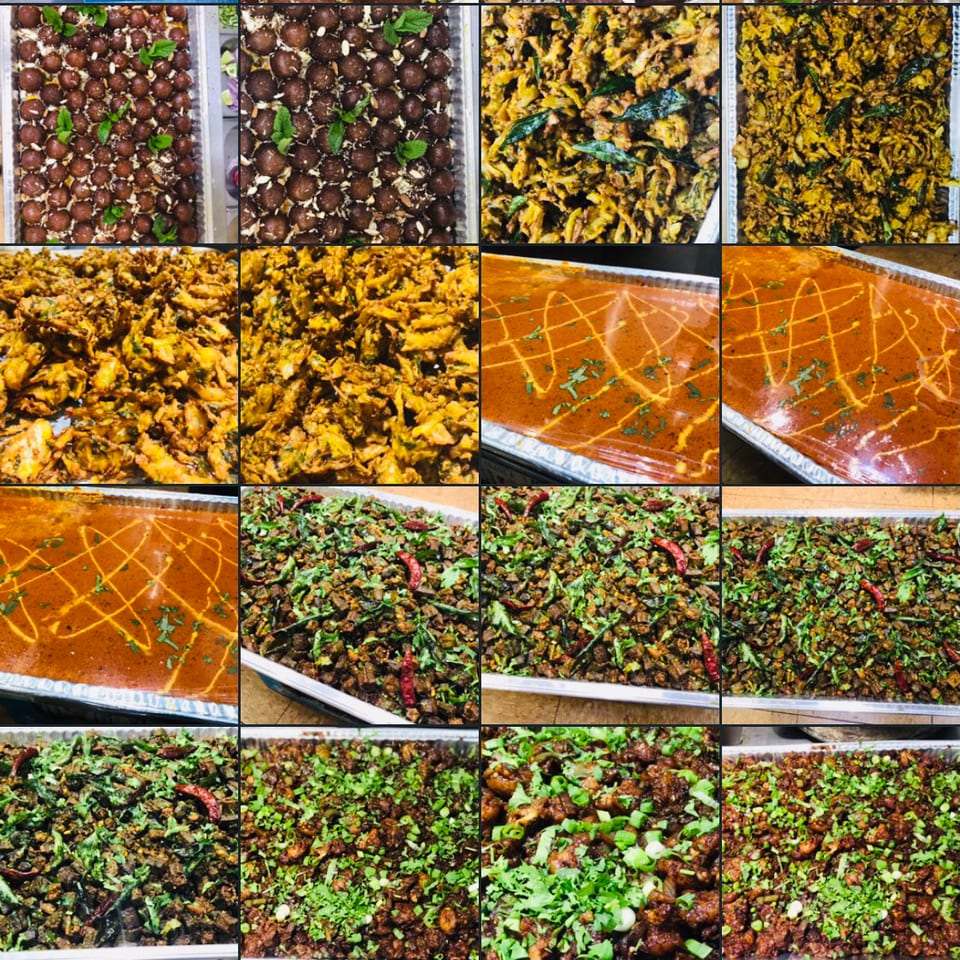 A collage of various Indian dishes including gulab jamun, pakoras, butter chicken, and a dry stir-fry.